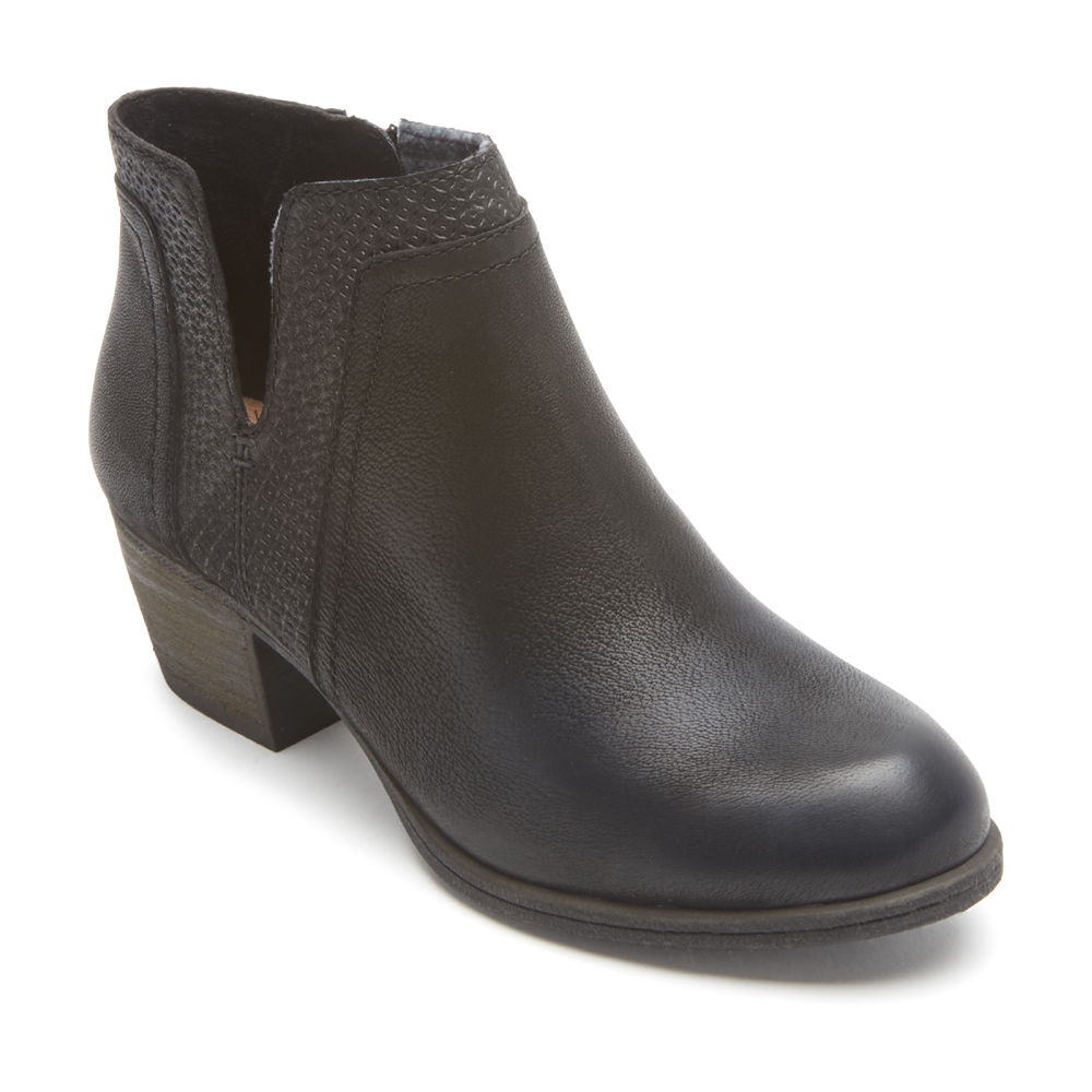 Rockport Womens Booties Black - Cobb Hill Anika V-Cut - UK 418-OMEAQB